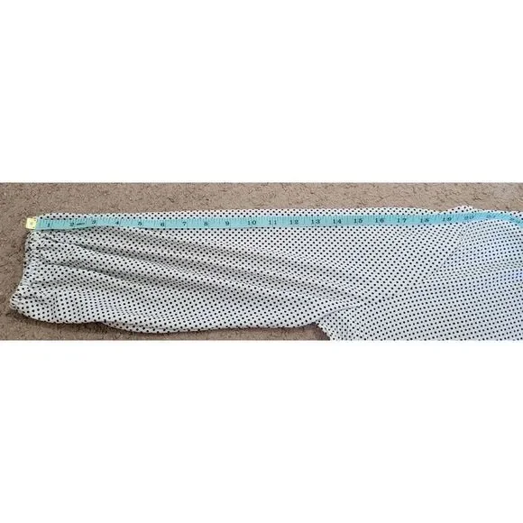 Adrianna Papell Top Blouse Women’s Medium White Black Polka Dot Long Sleeve - Picture 12 of 13